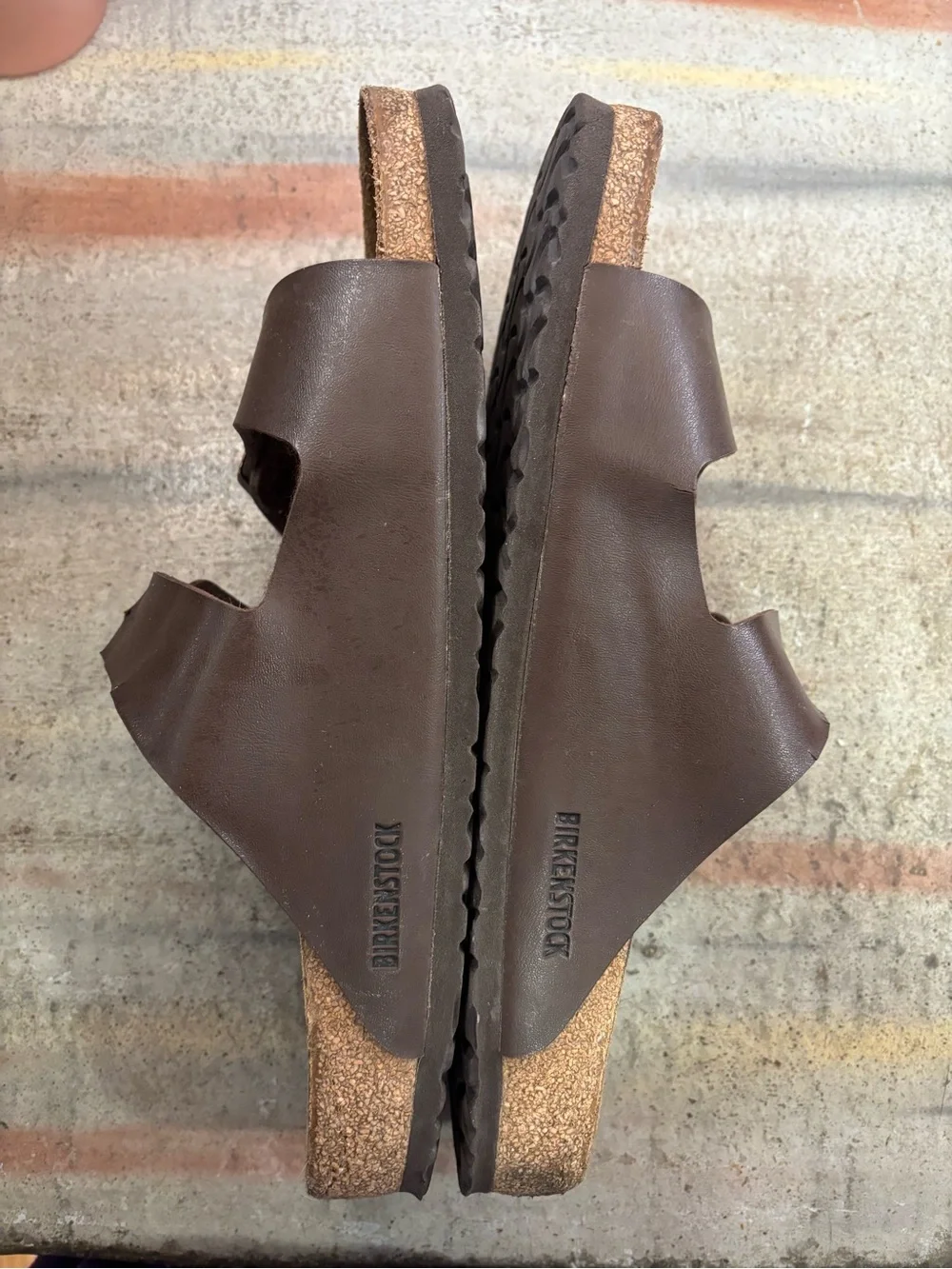 Birkenstock Men's Brown Two-Strap Adjustable Leather Sandals